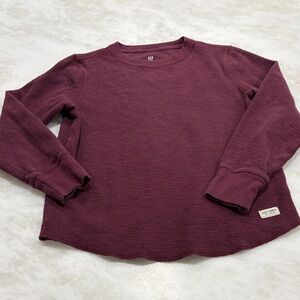 GAP Kids Maroon Long Sleeve Waffle Tee